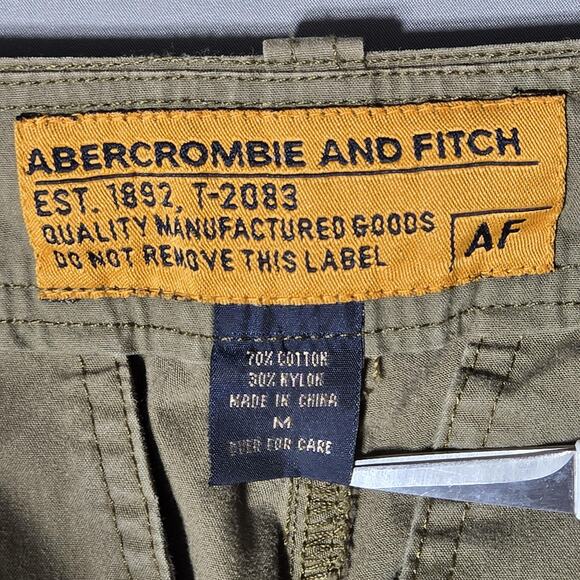 Abercrombie Paratrooper Cargo Pants Mens M Khaki Y2K Utility D Ring 35x32 Baggy - Picture 4 of 11